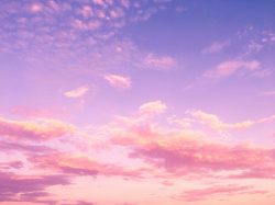 Pink and purple evening sky with clouds Pink and purple clouds in evening sky
