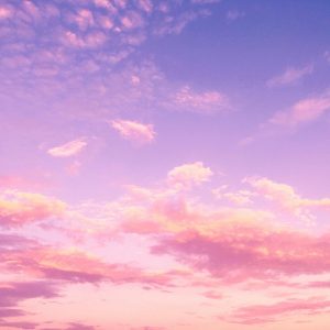 Pink and purple clouds in evening sky